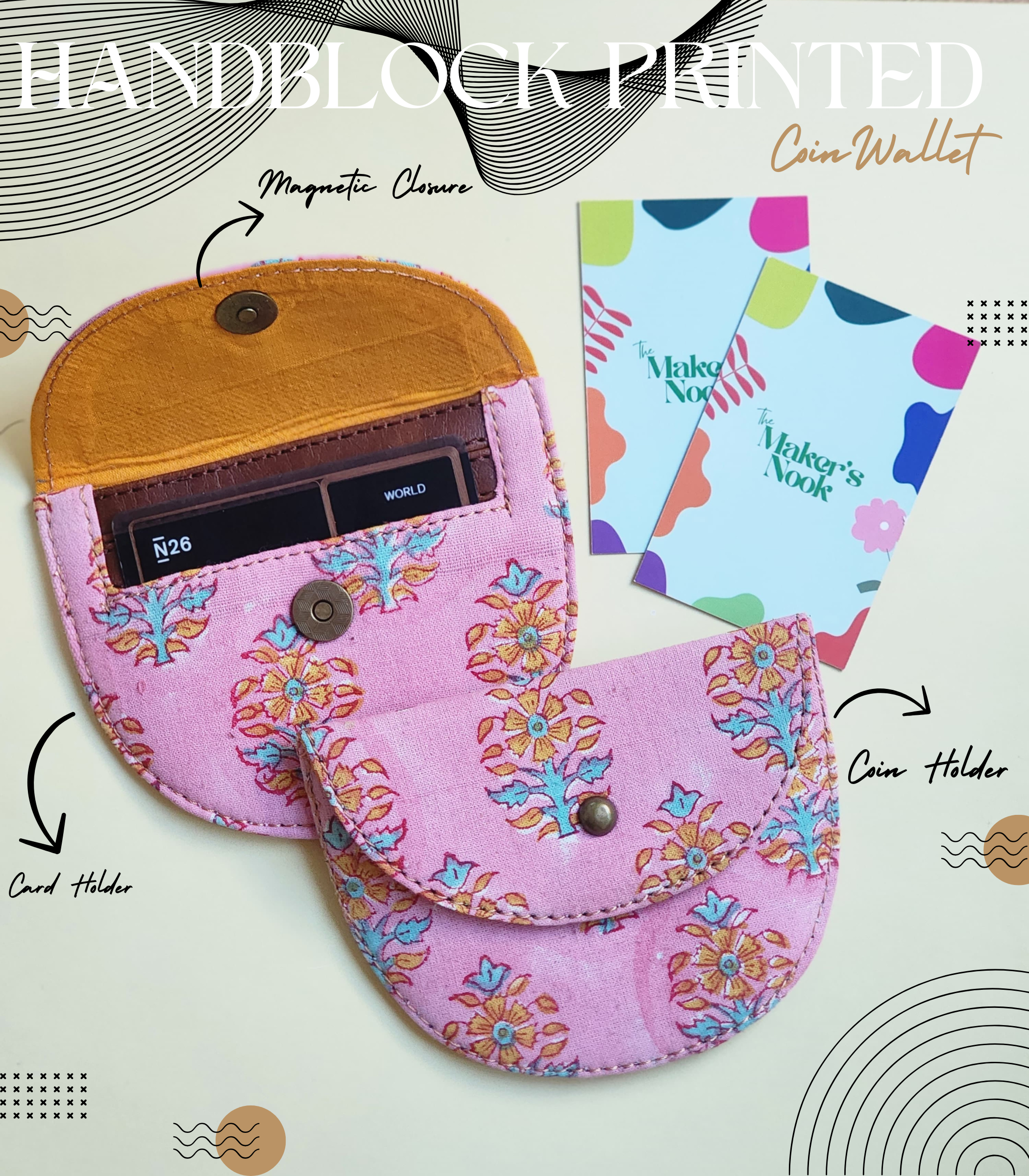 HBPCW_PINK Handblock Printed Coin Wallet - Image 1