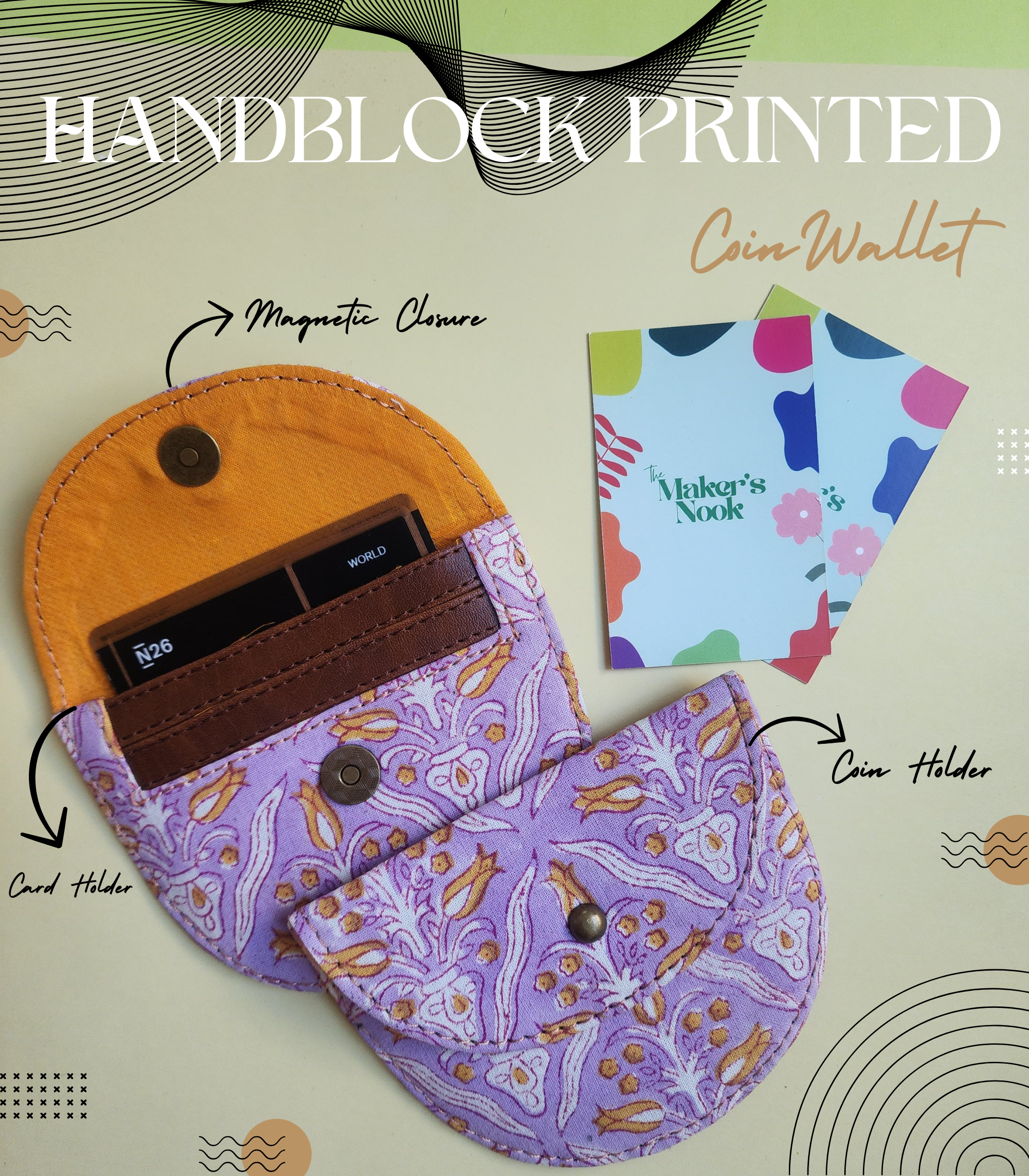 HBPCW_Purple Handblock Printed Coin Wallet - Image 1