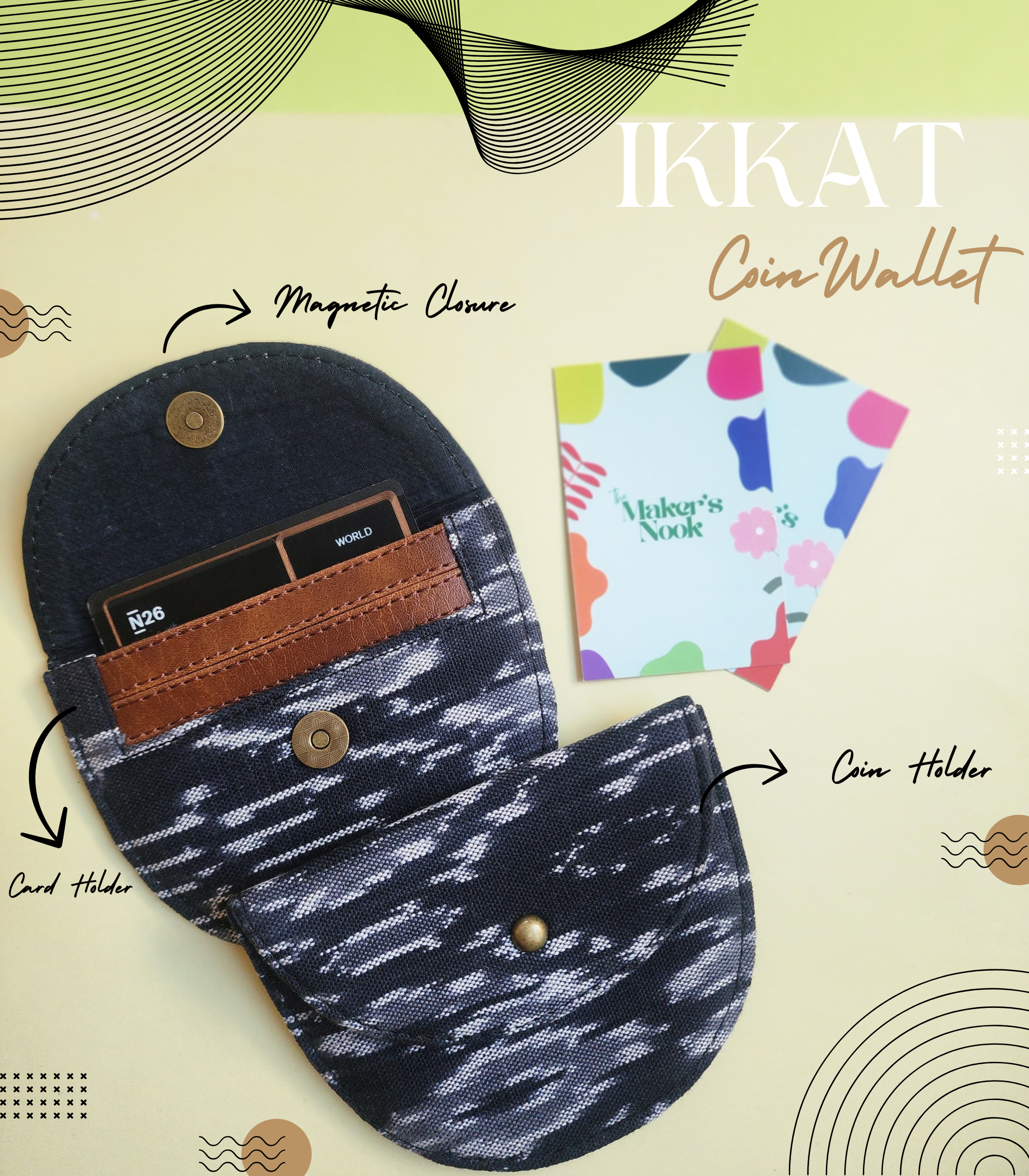ICW_Black Ikkat Coin Wallet - Image 1