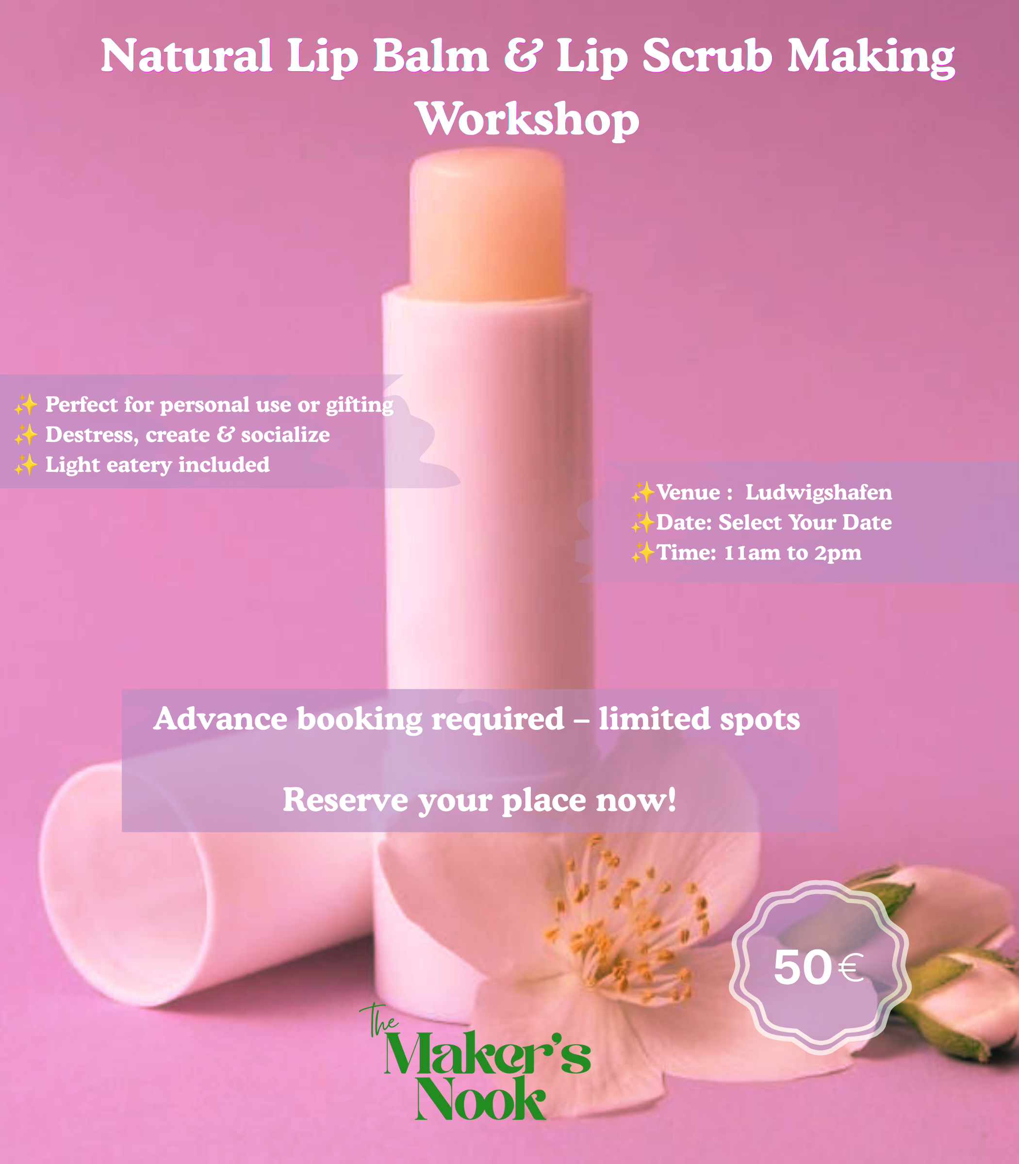 Lip Balm & Lip Scrub Making Workshop (2100 x 2400 px) Lip Balm & Scrub Workshop - Image 1