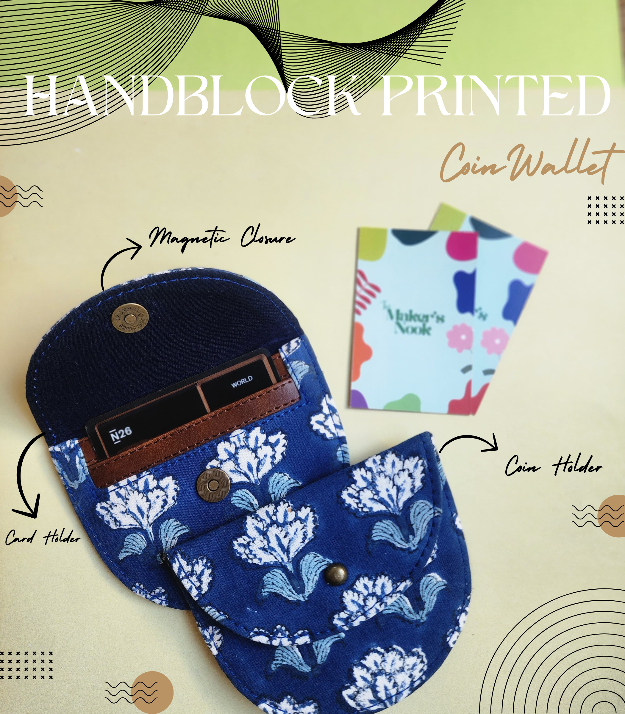 hbpcw_blue Handblock Printed Coin Wallet - Image 1